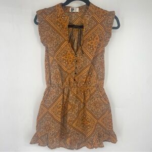Lira Medium Madison Paisley Flutter Romper Orange Hippie Festival shorts vaca